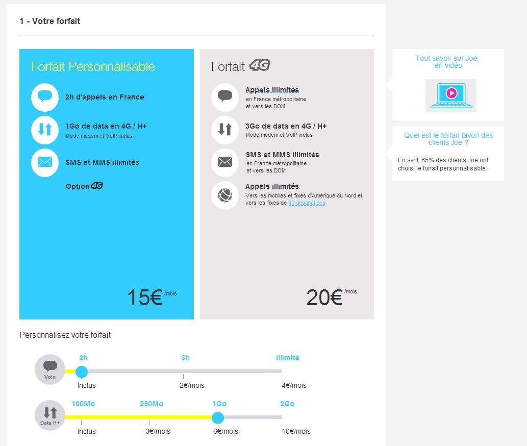 joe mobile forfait perso 4g