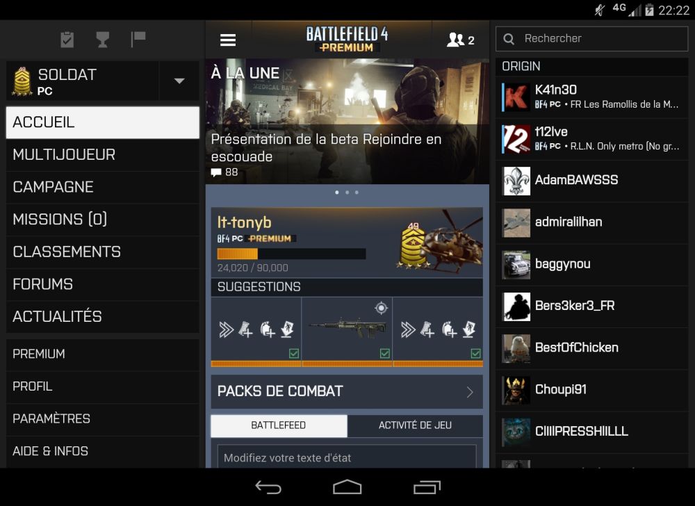 android battlelog 2.2.0 bf3 bf4 capture d'écran recombinées 01