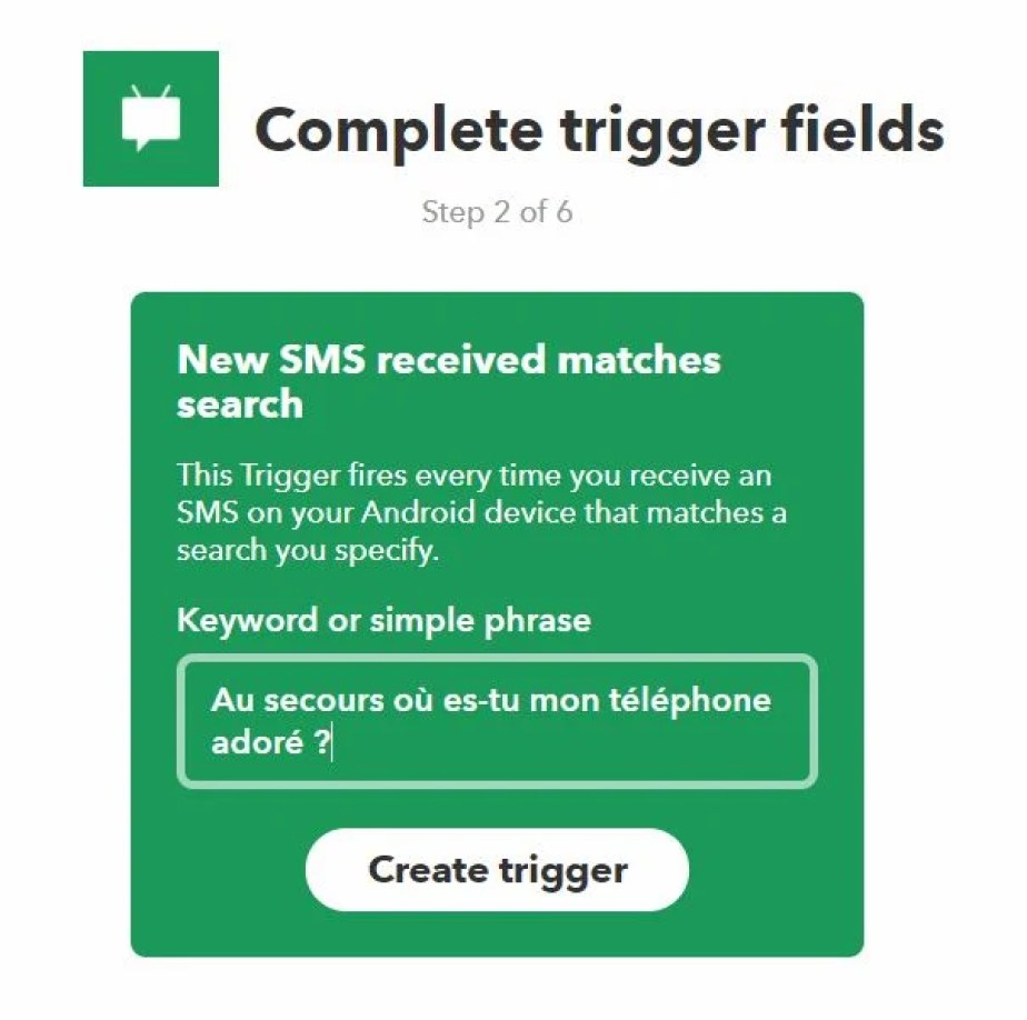 IFTTT recette SMS ringtone IF