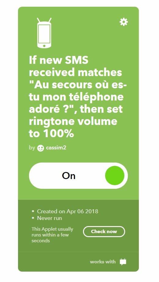 IFTTT recette SMS ringtone review