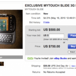 Le T-Mobile myTouch 3G Slide en vente sur eBay