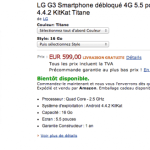 LG G3 : le modèle 16 Go apparaît à 599 euros sur Amazon.fr
