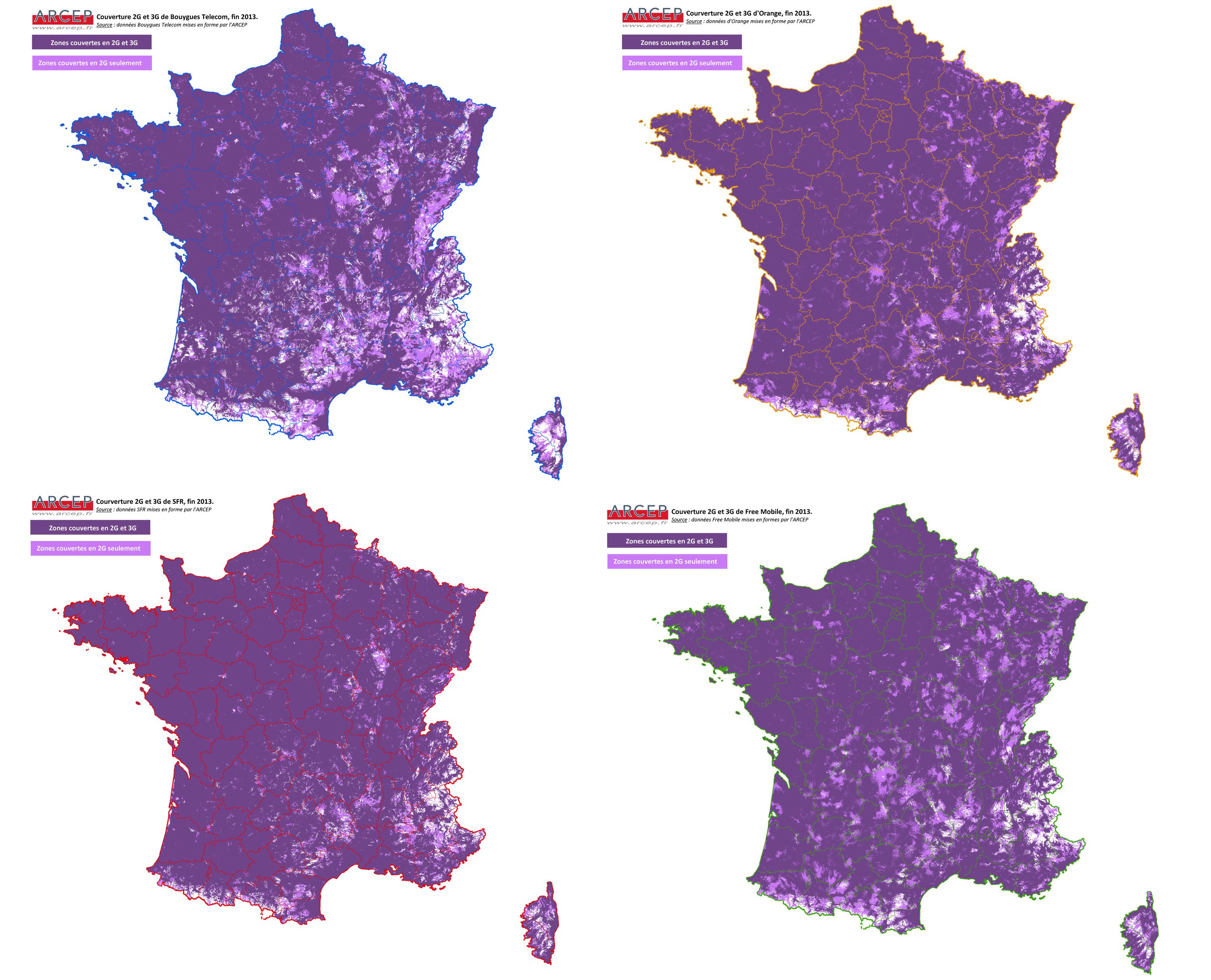couverture 2g 3g arcep decembre 2013