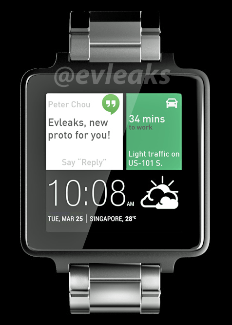 Vue d'artiste de la possible première montre connectée de HTC (source @evleaks)