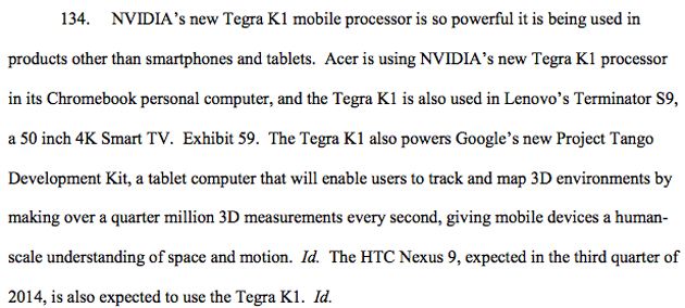 Un extrait du document trouvé sur le site de Nvidia