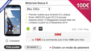 Le Nexus 6 est à 499 euros chez Free Mobile avec une offre de remboursement