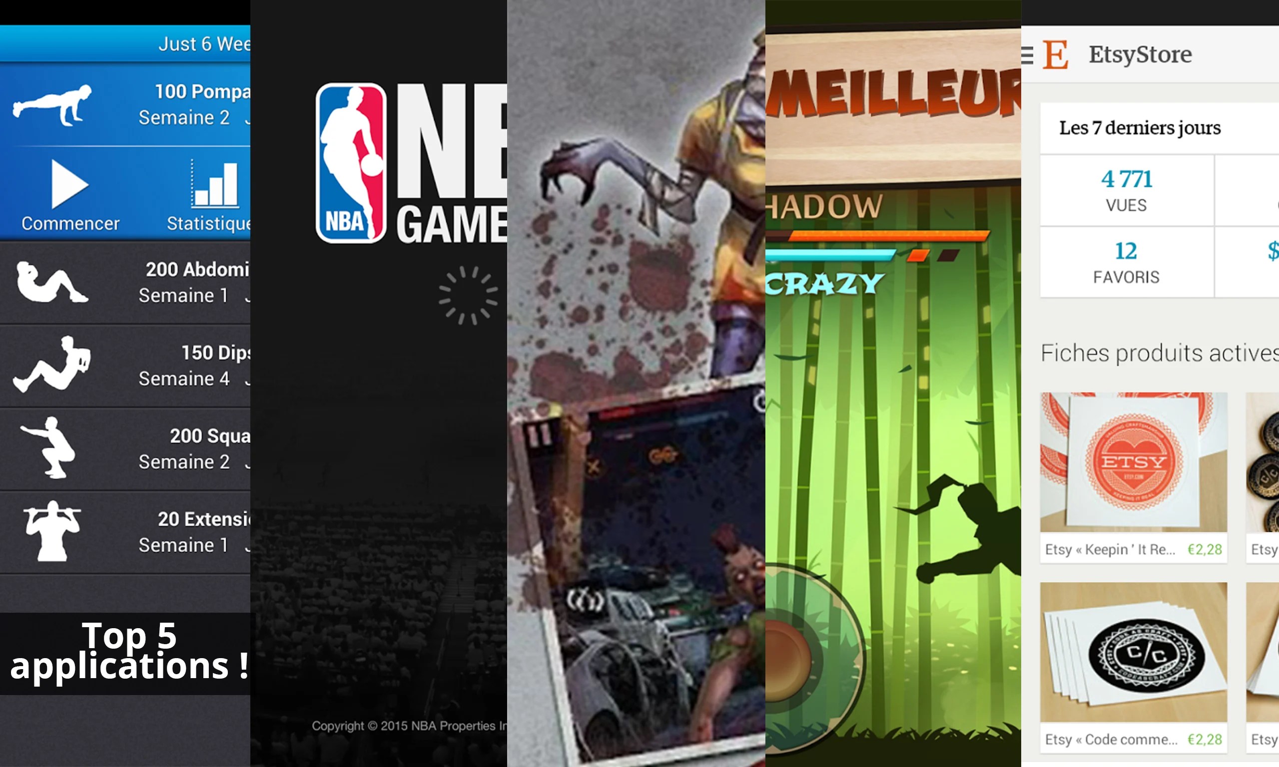 Les apps de la semaine : Just 6 weeks, NBA GAME TIME, Blood Zombies HD, Shadow Fight 2 et Etsy