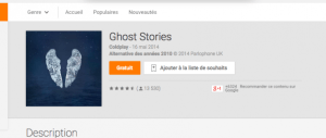 L’album Ghost Stories de Coldplay est gratuit sur Google Play