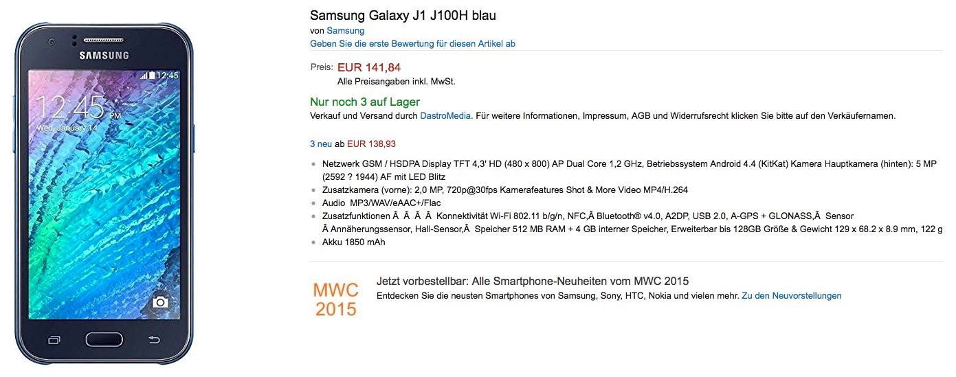 Les Samsung Galaxy J1 arrivent en Europe