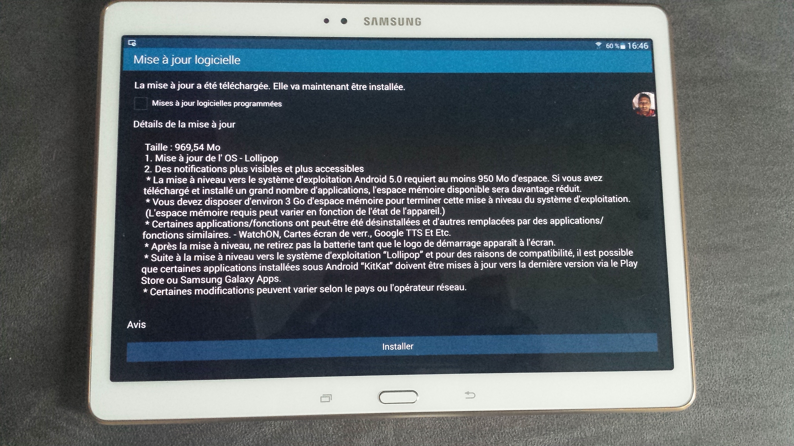 Samsung Galaxy Tab S Lollipop