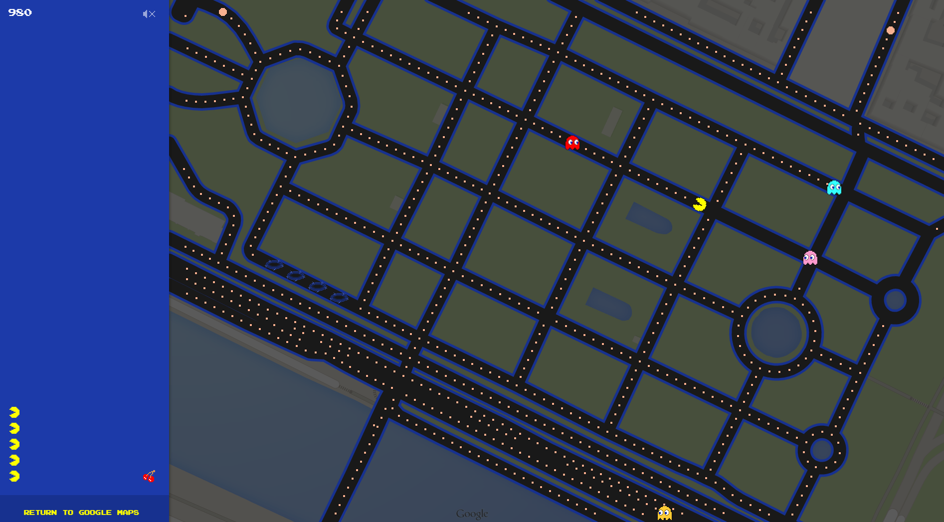 google maps pacman