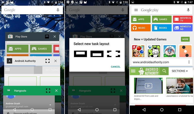Android M : le mode multi-fenêtres de la partie !