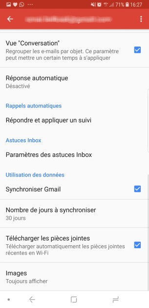 compte Gmail sync