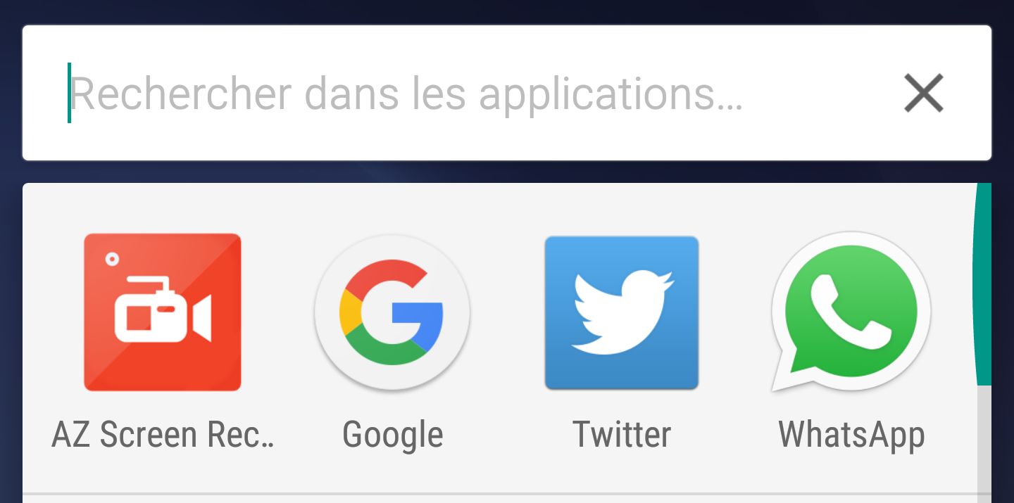 rechercher dans les applications