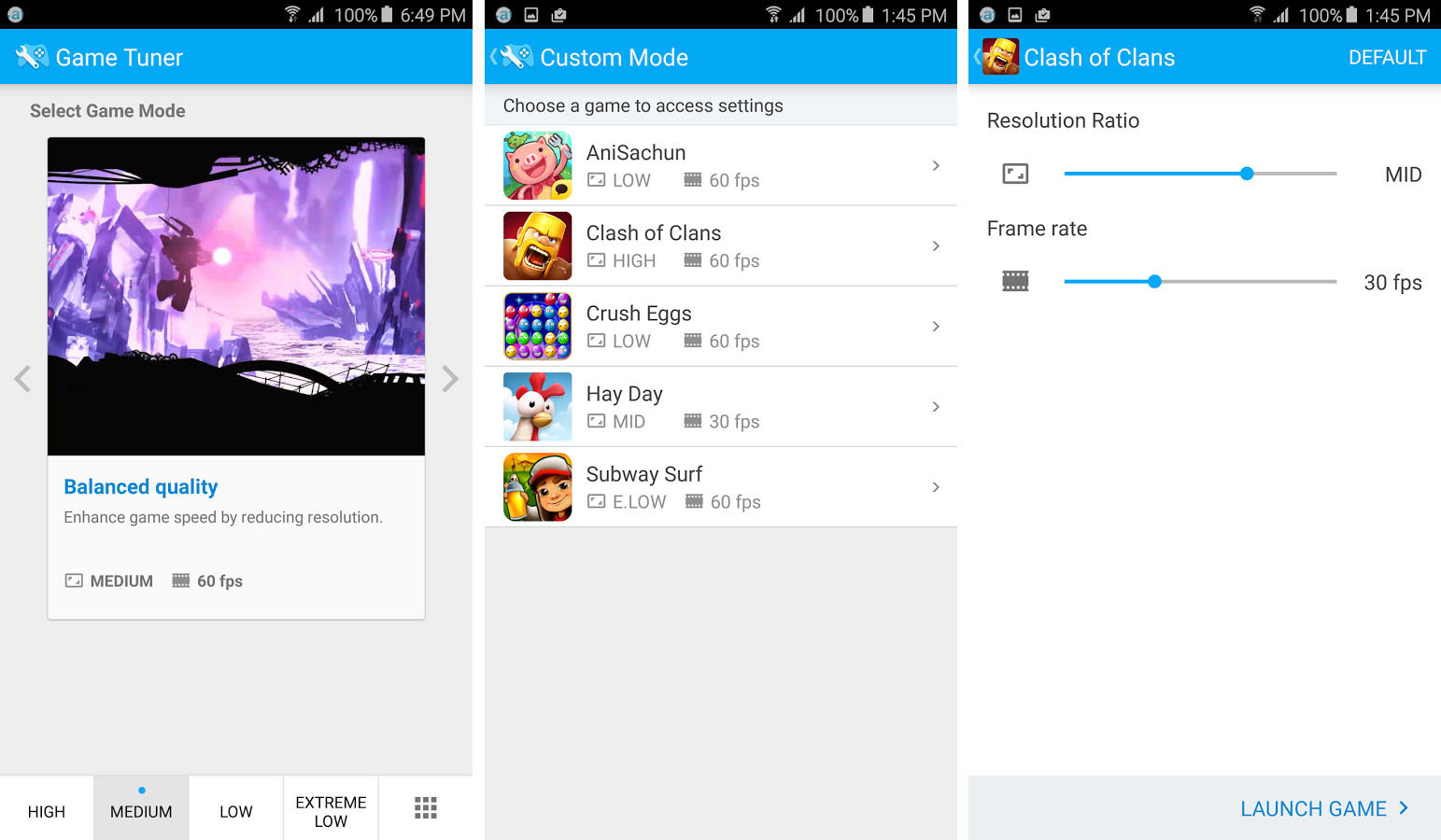 Game Tuner : une application Samsung pour gérer la résolution de ses jeux