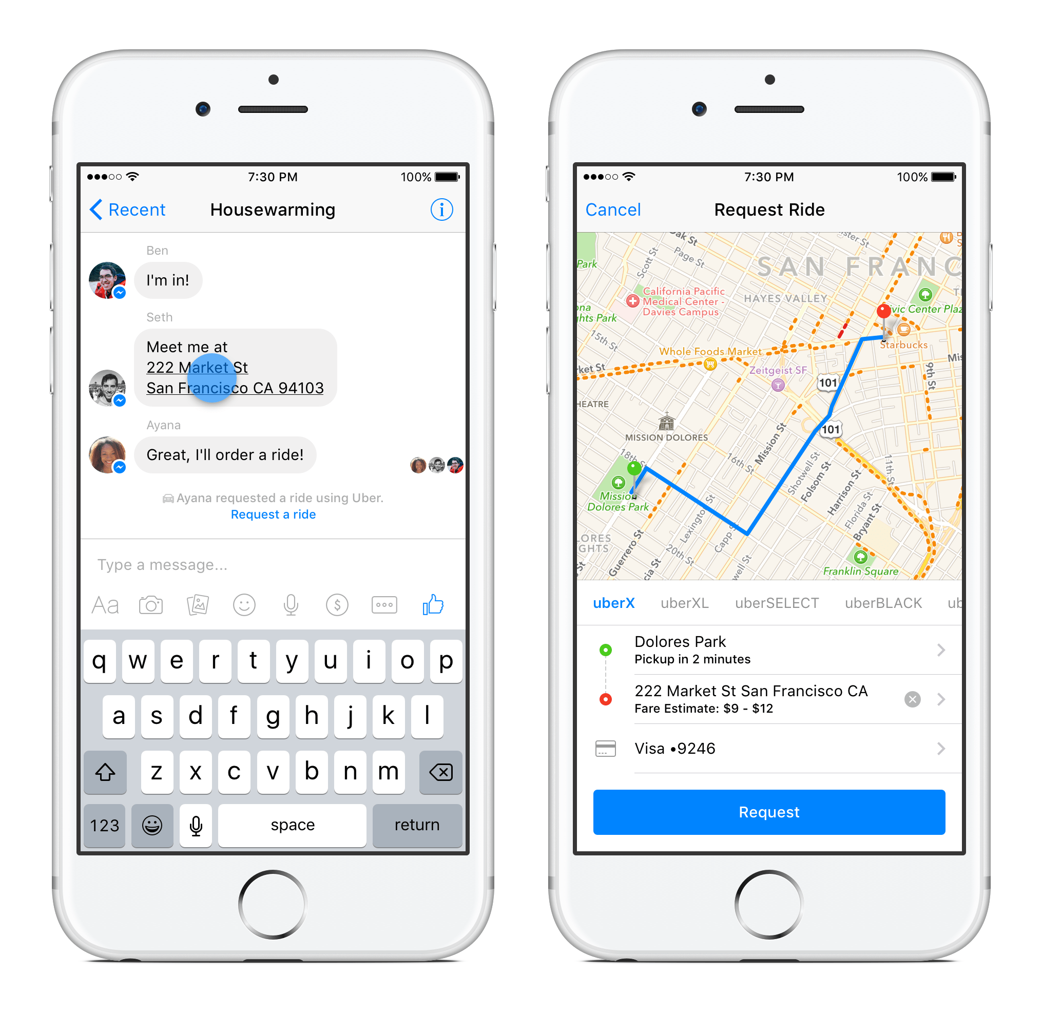 facebook, messenger uber 1