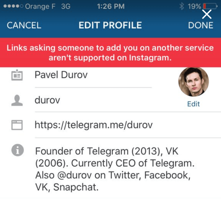 telegram instagram