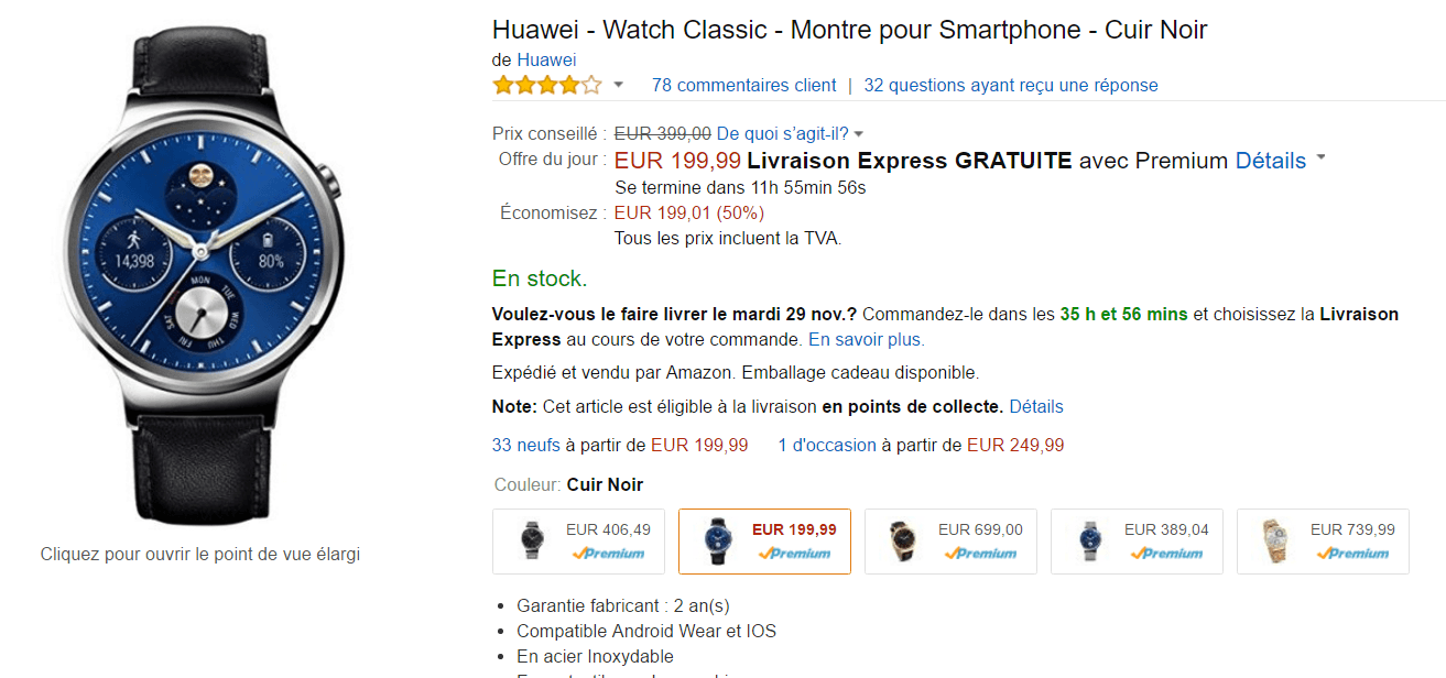 🔥 Bon plan Black Friday : Huawei Watch Classic à 199 euros au lieu de 399 euros