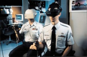 Third Place Illustrative

ÒVR4Ó by Master Sgt. Fernando Serna, U.S. Air Force.

Tech. Sgt. William Lexa (left) and Senior Airman Raymond Pettit conduct virtual reality research at Brooks Air Force Base, Texas, on pilot/cockpit systems to help make their training more realistic.