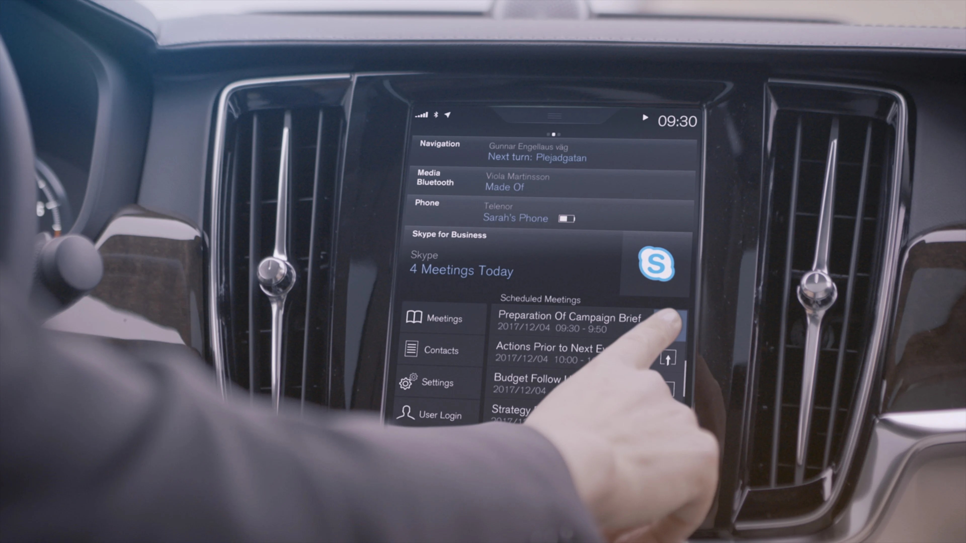 Join Skype for Business meeting in a Volvo car
