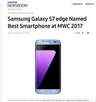 Samsung Galaxy S7 edge, meilleur smartphone du MWC 2017