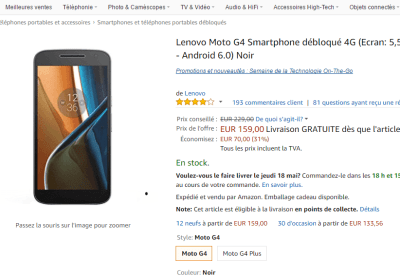 Moto G4 sur Amazon