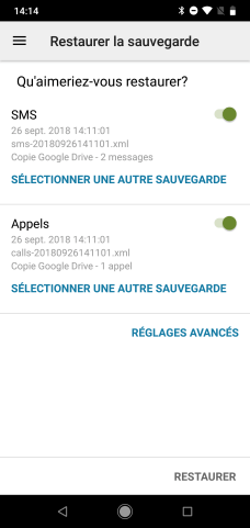 SMS Backup restaurer messages (1)