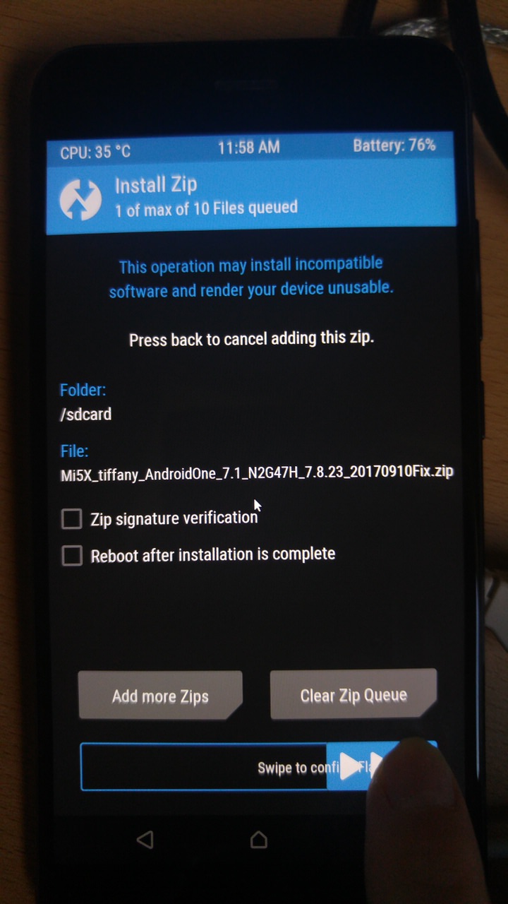 tuto-xiaomi-mi-5x-android-one-twrp-flash-swipe