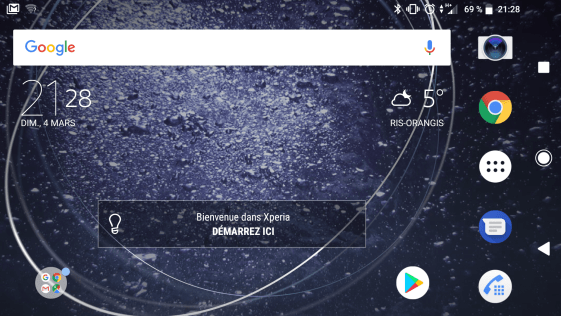 Le launcher en mode paysage, une rareté sur une interface constructeur