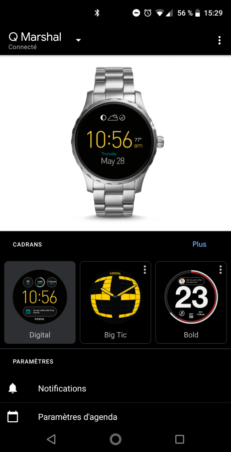 Wear OS menu français