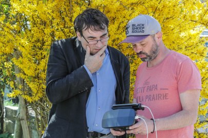 hervé Pellarin premier test du Parrot Bebop Pro Thermal avec l'expert diagnostique Philippe Beinier ©Jean-Marc Favre-WOOlooMOOloo