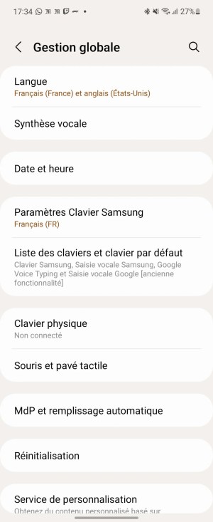 Le menu général sur One UI. // Source : Frandroid