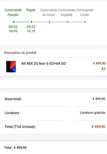 Commande Mi Mix 22 probleme