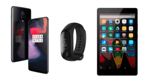 OnePlus 6 à 424 euros, Lenovo P8 à 124 euros et Xiaomi Mi Band 3 à 23 euros