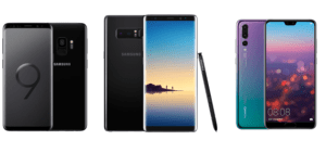 Samsung Galaxy S9 à 514 euros, Galaxy Note 8 à 495 euros et Huawei P20 Pro à 639 euros