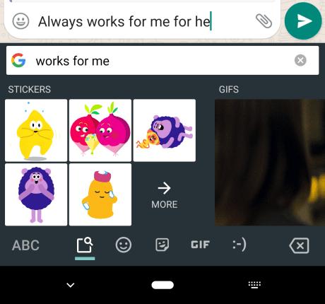 Gboard recherche intelligente stickers