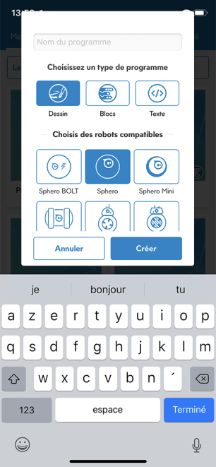 Sphero Edu type de programmes