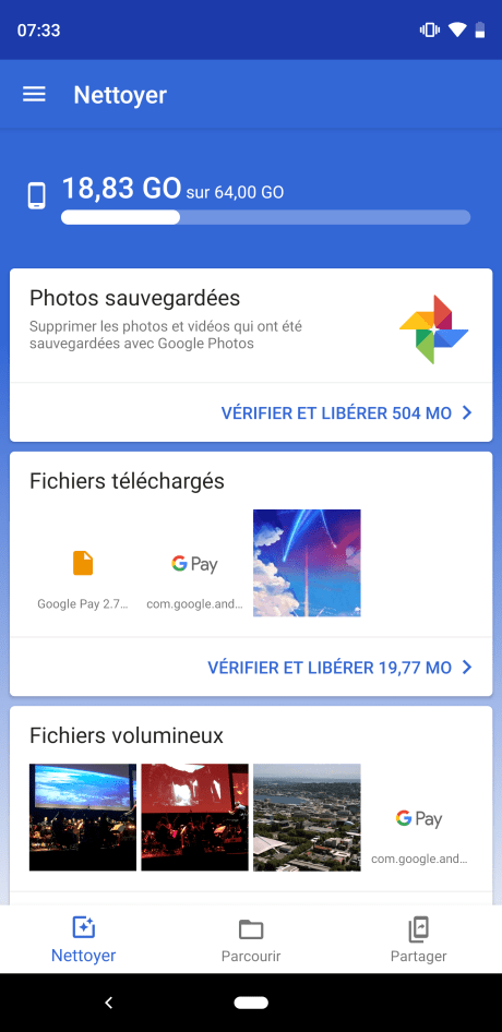 Google Files Go ancienne UI (2)