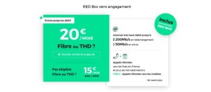 🔥 Bon plan : la RED box sans engagement (Fibre ou THD) est à 20 euros par mois à vie