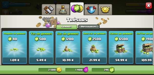 Clash of Clans Bourse Or