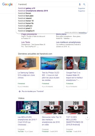 Google Search Material Design résultats 1