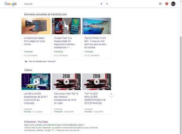 Google Search Material Design résultats 2