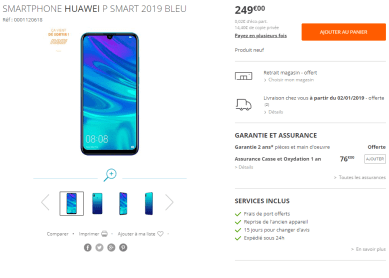 Huawei P Smart 2019 prix