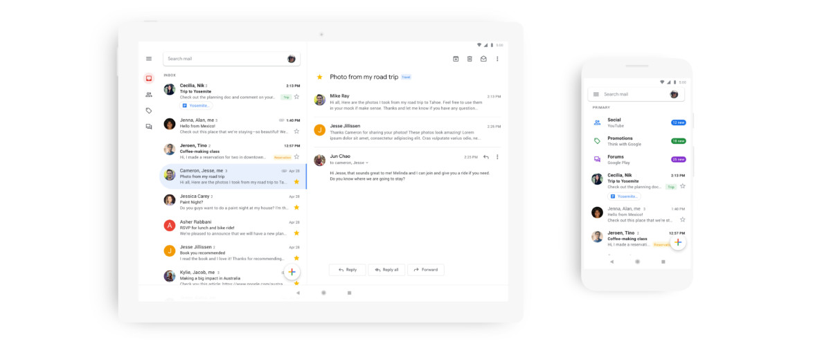 Gmail nouvelle interface Material Design