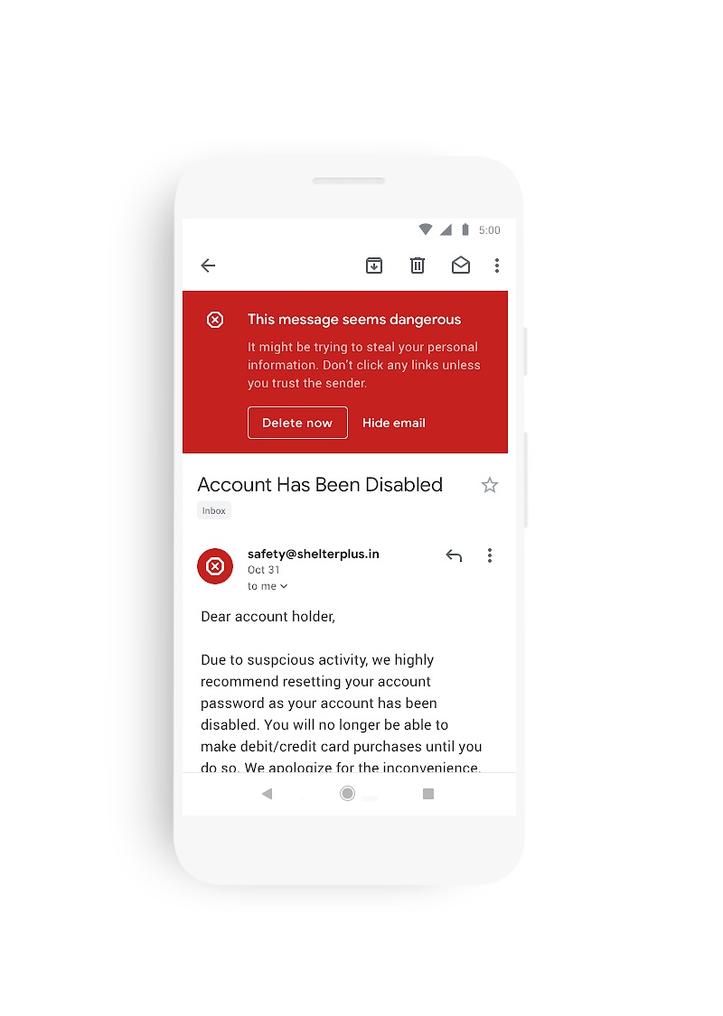 Gmail nouvelle interface Material Design 2