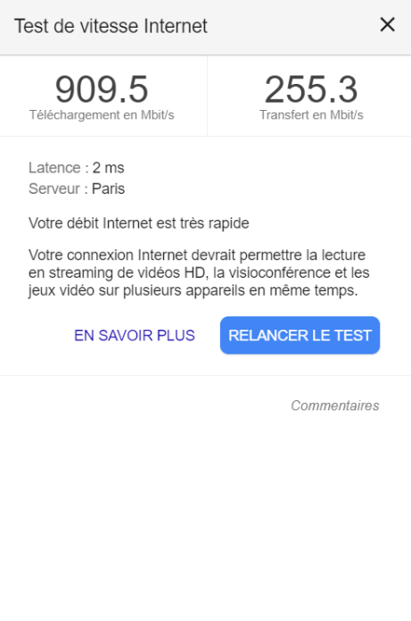 Speedtest Google résultats