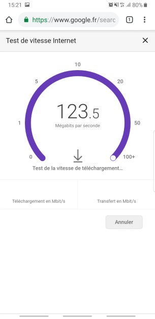 Speedtest Google smartphone jauge