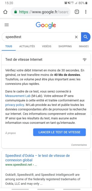 Speedtest Google smartphone
