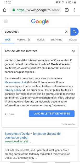 Speedtest Google smartphone