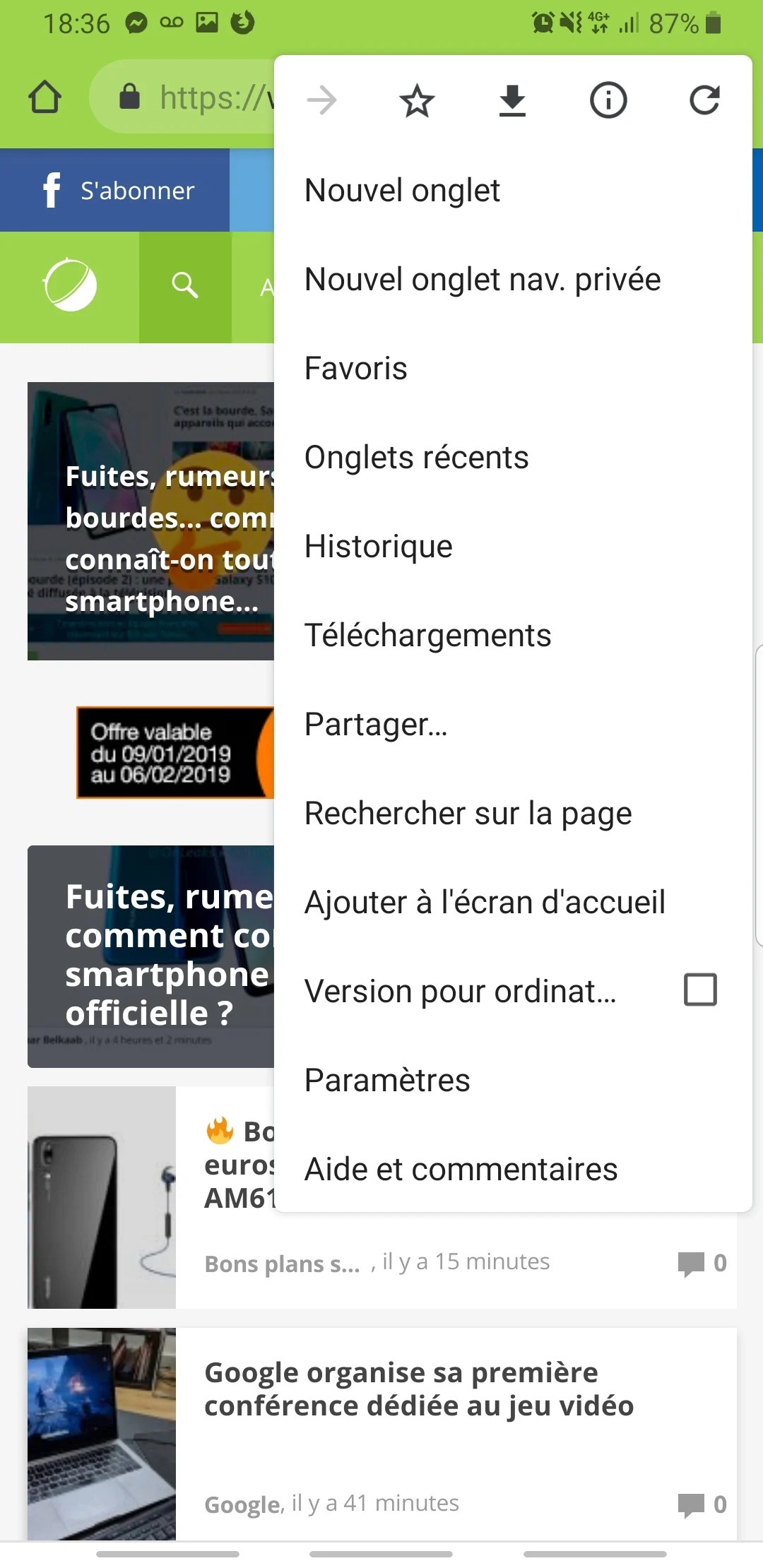 Chrome navigation privée smartphone